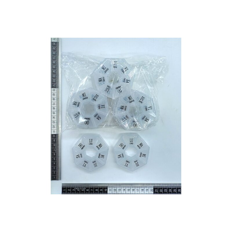 O – 020 pastillero hexagonal transparente C/12 6H-2