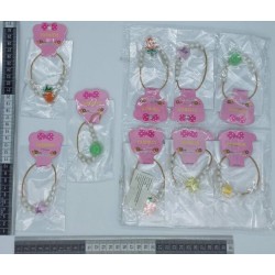 K – 006 pulsera infantil cuerda dorada con perlas y dije acrilico C/12 R22Y-50 o P-21