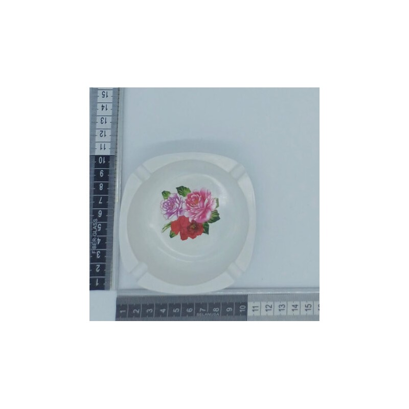 Q – 087 cenicero de melamina estampado floral 10 CM C/12 A1229